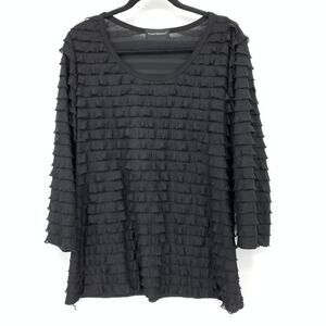 Travel Elements Tiered Ruffle Women's Tunic Top XL Black Flounce Layered
